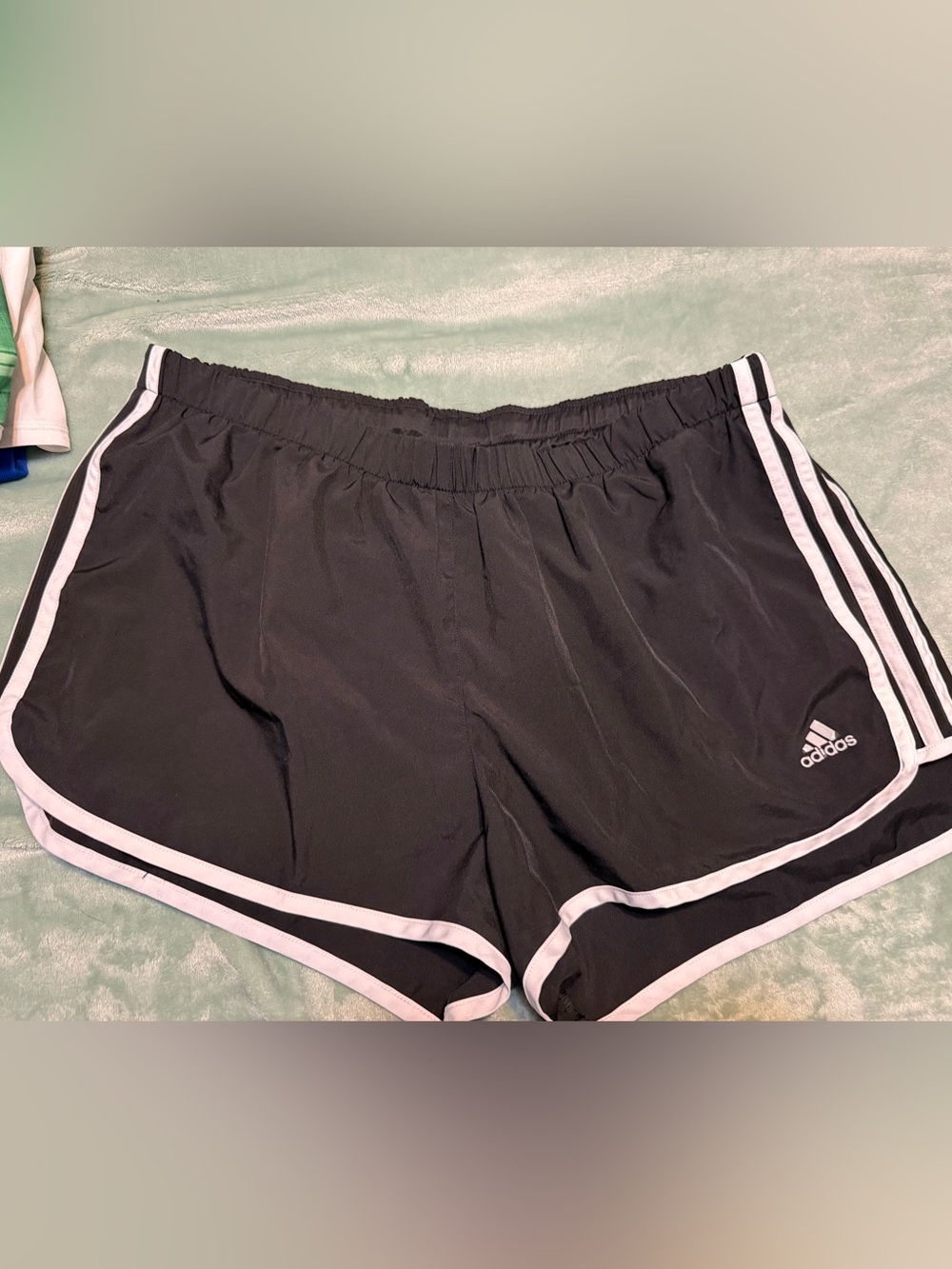 adidas Black Athletic Shorts with White Piping